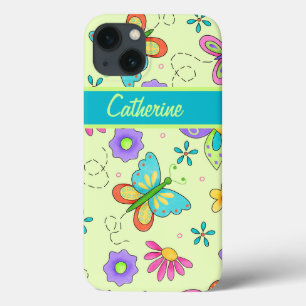 Whimsy Butterfliegen auf grünem Individuelle Name Case-Mate iPhone Hülle