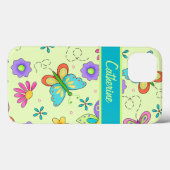 Whimsy Butterfliegen auf grünem Individuelle Name Case-Mate iPhone Hülle (Rückseite (Horizontal))