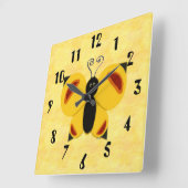 Whimsy Butterfly Quadratische Wanduhr (Winkel)