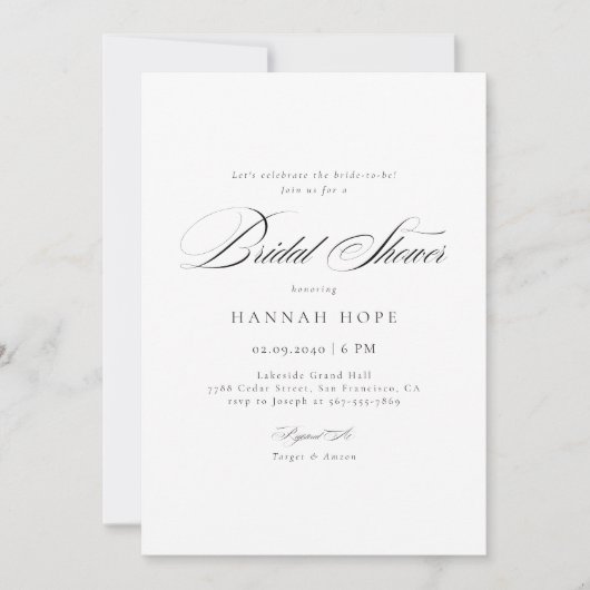 Whimsy Calligraphy Budget Wedding Brautparty Einladung (Vorderseite)