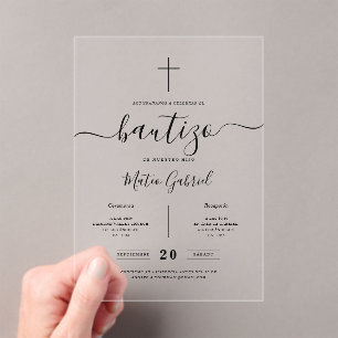 Whimsy Calligraphy Invitación De Bautizo Black Acryleinladungen