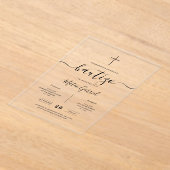 Whimsy Calligraphy Invitación De Bautizo Black Acryleinladungen (Ablage )