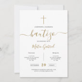 Whimsy Calligraphy Invitación De Bautizo Gold Einladung (Vorderseite)