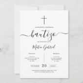 Whimsy Calligraphy Invitación De Bautizo White Einladung (Vorderseite)