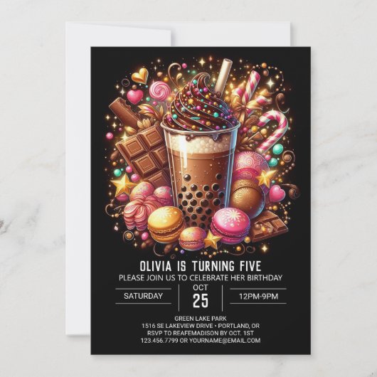 Whimsy Chocolate Candyland Digital Geburtstag Einladung (Vorderseite)