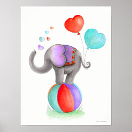 Whimsy Circus grau Elefant auf einem Ball Kinderzi Poster