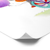 Whimsy Circus grauer Nashorn auf einem Einrad-Kind Poster (Ecke)