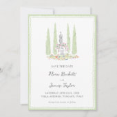 Whimsy Colorful Illustrated Italy Wedding Save The Date (Vorderseite)