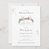 Whimsy Colorful Illustrated Rehearsal Dinner Einladung (Vorderseite)