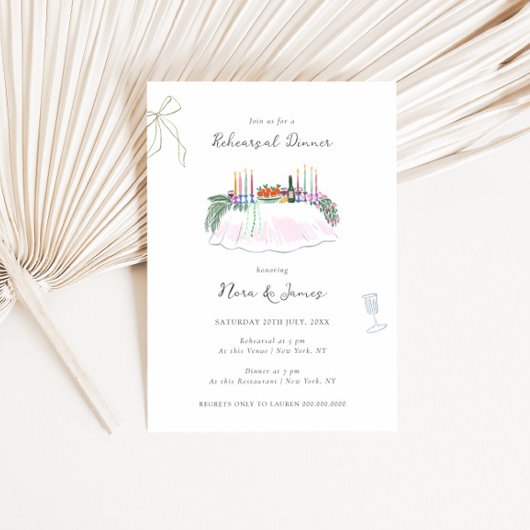 Whimsy Colorful Illustrated Rehearsal Dinner Einladung