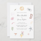 Whimsy Colorful Illustrated Wedding  Einladung (Vorderseite)