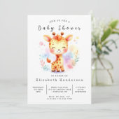 Whimsy Custom Giraffe Baby Dusche Einladung (Stehend Vorderseite)