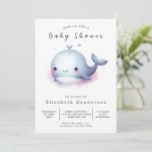 Whimsy Custom Whale Baby Dusche Einladung (Stehend Vorderseite)