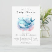 Whimsy Custom Whale Baby Dusche Einladung (Stehend Vorderseite)