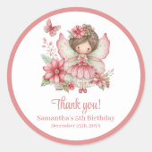 Whimsy Cute Blush Fairy Flowers Girl Birthday  Runder Aufkleber (Vorderseite)