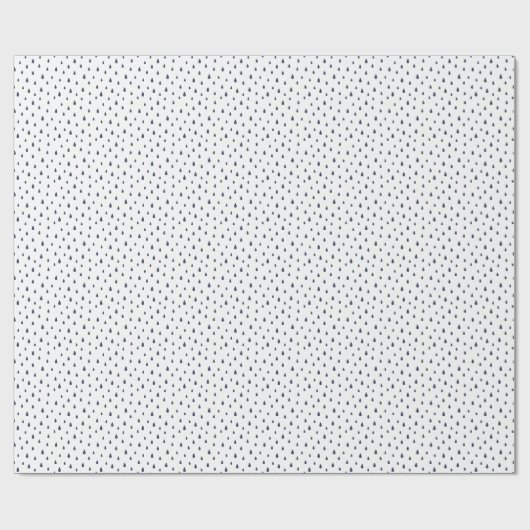 Whimsy Dark Blue Raindrops Wrapping Paper Roll Geschenkpapier (Flach)