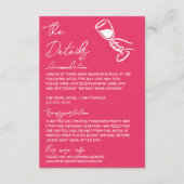 Whimsy Deep Pink Hand Drawn Wedding Details Begleitkarte (Vorderseite)