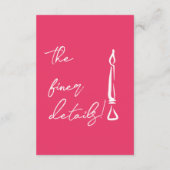 Whimsy Deep Pink Hand Drawn Wedding Details Begleitkarte (Rückseite)