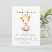 Whimsy Digital Giraffe Baby Dusche Einladung (Stehend Vorderseite)