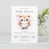 Whimsy Digital Owl Baby Dusche Einladung (Stehend Vorderseite)