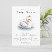 Whimsy Digital Swan Baby Dusche Einladung (Stehend Vorderseite)