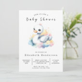 Whimsy Digital Swan Baby Dusche Einladung (Stehend Vorderseite)