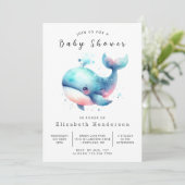 Whimsy Digital Whale Baby Dusche Einladung (Stehend Vorderseite)