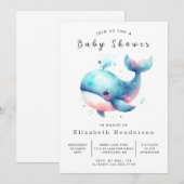 Whimsy Digital Whale Baby Dusche Einladung (Vorne/Hinten)