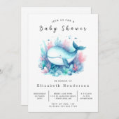 Whimsy Digital Whale Baby Dusche Einladung (Vorne/Hinten)