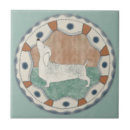 Whimsy Dog Mint Blau Terrakotta Türkis Aqua Fliese