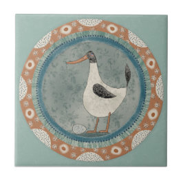 Whimsy Duck Mint Blue Terracotta Teal Aqua Fliese