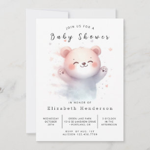 Whimsy Editable Bear Baby Dusche Einladung