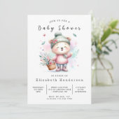 Whimsy Editable Bear Baby Dusche Einladung (Stehend Vorderseite)