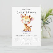 Whimsy Editable Giraffe Babydusche Einladung (Stehend Vorderseite)