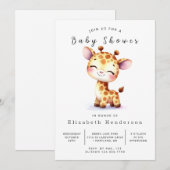 Whimsy Editable Giraffe Babydusche Einladung (Vorne/Hinten)