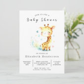 Whimsy Editable Giraffe Babydusche Einladung (Stehend Vorderseite)