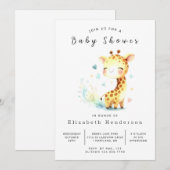 Whimsy Editable Giraffe Babydusche Einladung (Vorne/Hinten)