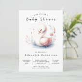 Whimsy Editable Swan Baby Dusche Einladung (Stehend Vorderseite)