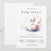 Whimsy Editable Swan Baby Dusche Einladung (Vorne/Hinten)
