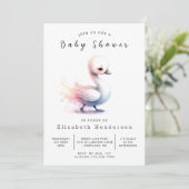 Whimsy Editable Swan Baby Dusche Einladung (Stehend Vorderseite)