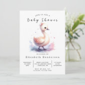 Whimsy Editable Swan Baby Dusche Einladung (Stehend Vorderseite)