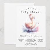 Whimsy Editable Swan Baby Dusche Einladung (Vorne/Hinten)