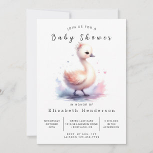 Whimsy Editable Swan Baby Dusche Einladung