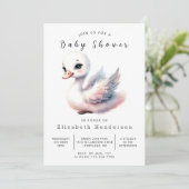 Whimsy Editable Swan Baby Dusche Einladung (Stehend Vorderseite)