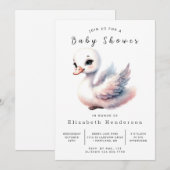 Whimsy Editable Swan Baby Dusche Einladung (Vorne/Hinten)