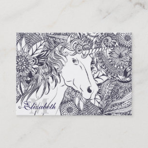 Whimsy Einhorn und Blumenmandala Design Visitenkarte