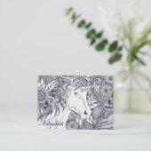 Whimsy Einhorn und Blumenmandala Design Visitenkarte (Stehend Vorderseite)