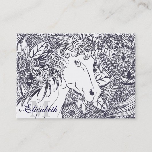 Whimsy Einhorn und Blumenmandala Design Visitenkarte (Vorderseite)
