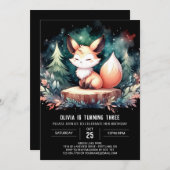 Whimsy Elegant Fox Geburtstag digital Einladung (Vorne/Hinten)
