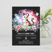 Whimsy Elegant Tiger Birthday Einladung (Stehend Vorderseite)